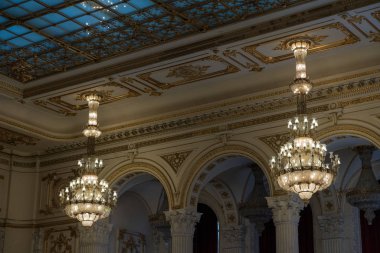Bükreş/Romanya - 21 Eylül: Bükreş Romanya 21 Eylül 2018 üzerinde bina insan sarayın iç görünüm