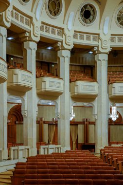 Bükreş/Romanya - 21 Eylül: Bükreş Romanya 21 Eylül 2018 üzerinde bina insan sarayın iç görünüm