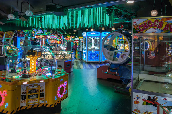 EASTBOURNE, EAST SUSSEX/UK - NOVEMBER 4 : View of an amusement arcade on Eastbourne Pier in East Sussex on November 4, 2018