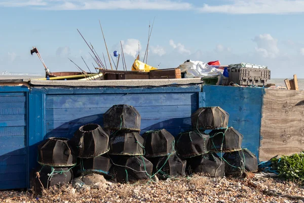 Worthing West Sussex November View Some Lobster Pots Beach Worthing — стоковое фото