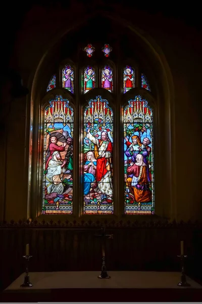Horsham West Sussex November Stained Glass Window Mary Virgin Parish — Stock Photo, Image