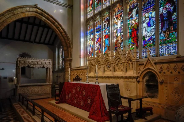Горшам West Sussex Ноября Витражное Окно Приходской Церкви Святой Марии — стоковое фото