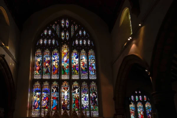 Horsham West Sussex November Kirchenfenster Der Jungfräulichen Pfarrkirche Horsham West — Stockfoto