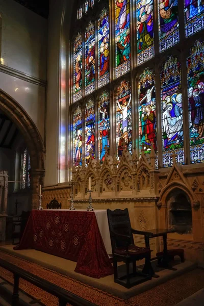 Horsham West Sussex November Kirchenfenster Der Jungfräulichen Pfarrkirche Horsham West — Stockfoto