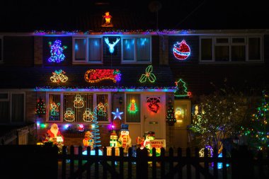 Felbridge, Surrey/Uk - Aralık 12: Noel ışıkları Felbridge Surrey için yapılan 12 Aralık 2018 görüntüler.