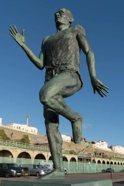 Brighton East Sussex January Statue Olympic Gold Medallist Steve Ovett — Stock Photo, Image