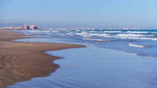 Вид на пляж в Валенсии в Испании — стоковое фото