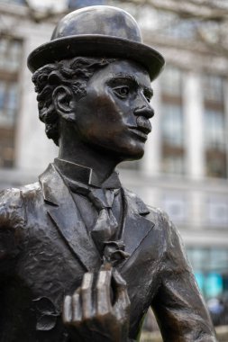 Londra, İngiltere - 11 Mart: Heykel Charlie Chaplin'in Leicester s