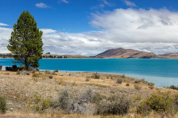 Vista panorâmica do colorido Lago Tekapo — Fotografia de Stock