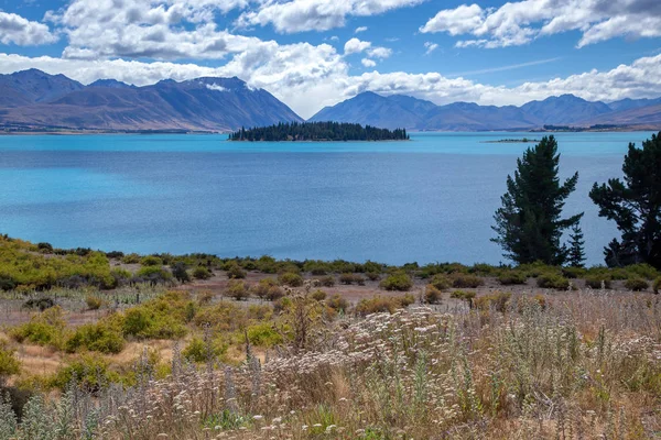 Vista panorâmica do colorido Lago Tekapo — Fotografia de Stock