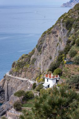 Riomaggiore, Liguria/İtalya - 21 Nisan : Deniz manzarası 
