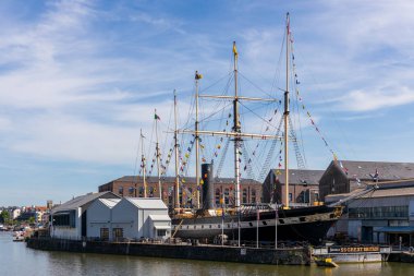 Bristol, İngiltere - 13 Mayıs : Ss Büyük Britanya'nın kuru havuzdaki görünümü 