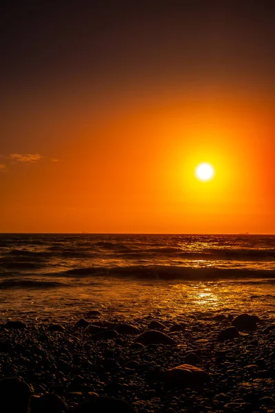 Solnedgång Från Stranden Vid Druidston Haven Pembrokeshire — Stockfoto