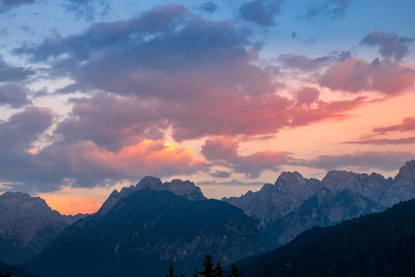 Pôr Sol Nas Dolomitas Candide Veneto Itália — Fotografia de Stock