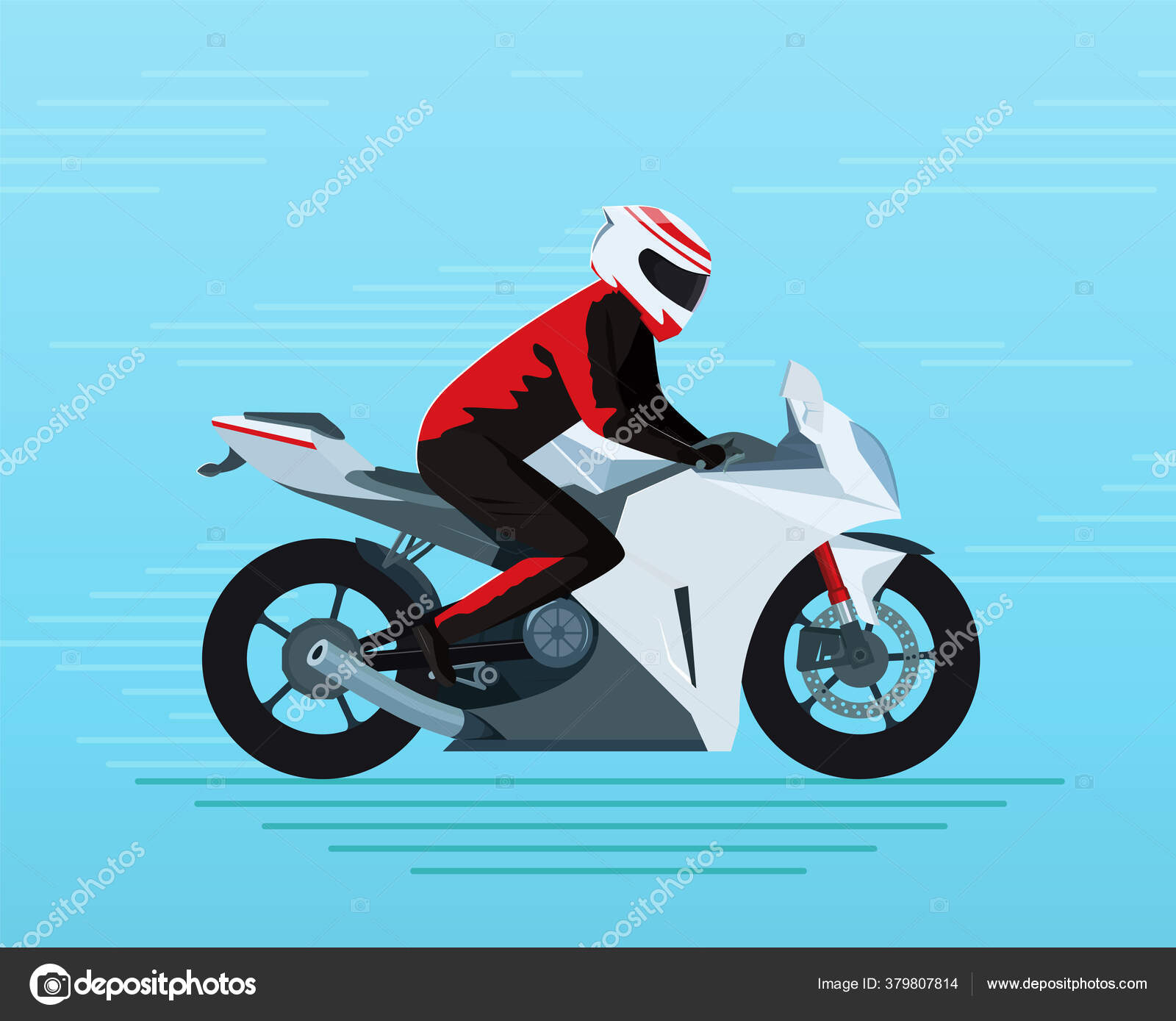 Bonito Moto Corrida Desenho Animado Design Ilustração Vetorial