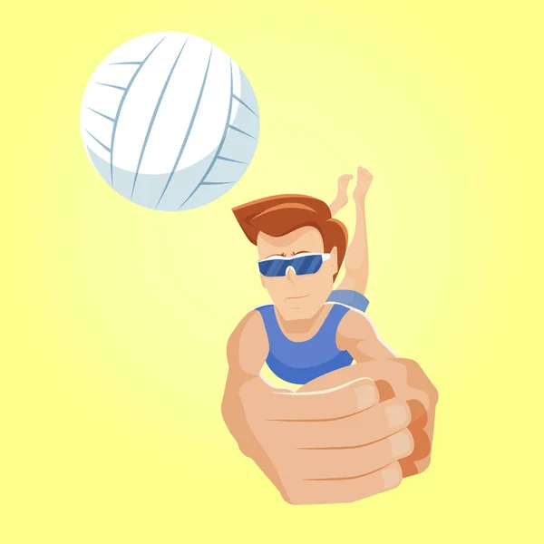 Juegos Técnica de excavación de voleibol en voleibol playa juego . — Vector de stock