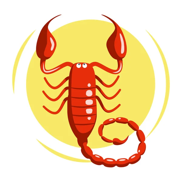 Tanda zodiak berwarna Scorpio menggambarkan hewan arthropoda. - Stok Vektor