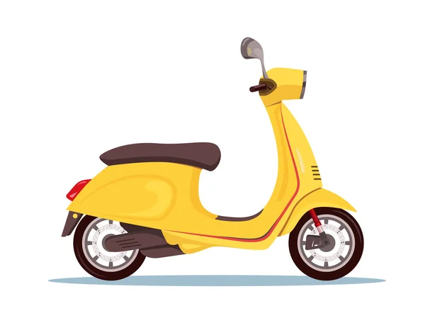 Scooter électrique lumineux jaune isolé, vue latérale. — Image vectorielle