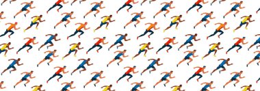 Athletes run . Race of athletes. Young men are jogging Vector flat design pattern. Sports activity clipart