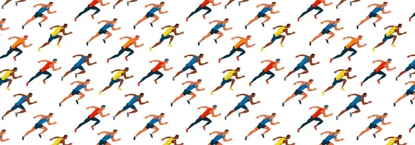 Sporcular koşar. Sporcu ırkı. Delikanlılar Vector 'un düz dizayn modelini inceliyor. Spor aktivitesi