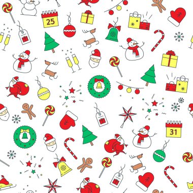 Noel simgeleri kusursuz desen vektörü