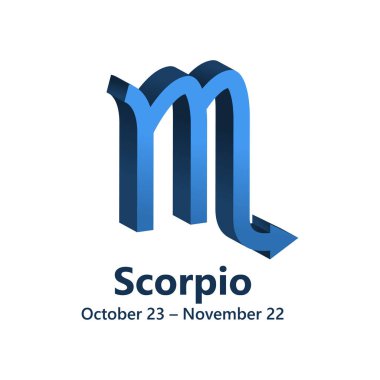 Vektör mavi Akrep 3d astroloji burcu. Ses dizaynı astronomi sembolü.