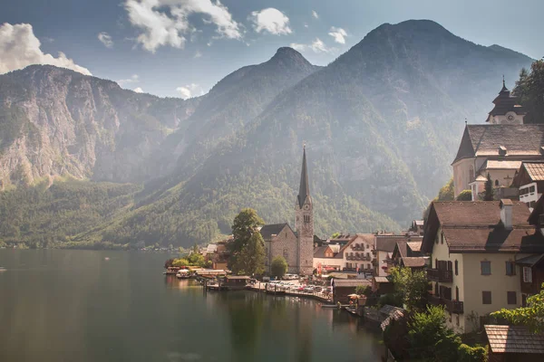 Hallstatt Município Áustria Localizado Distrito Gmunden — Fotografia de Stock