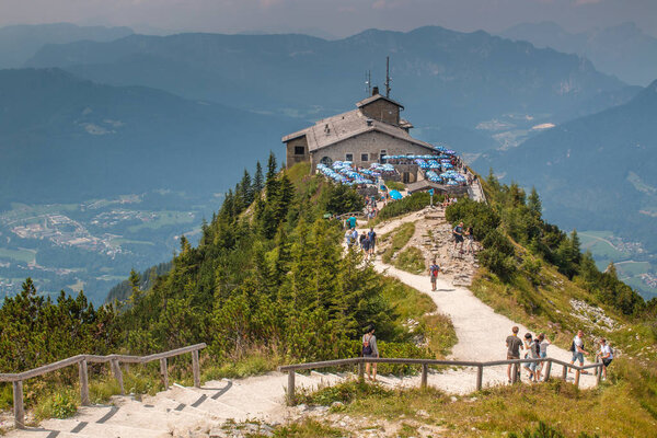 Kehlsteinhaus, Germany - August 06 2018: Eagle's Nest above the Obersalzberg. The house was a gift for Adolf Hitler.