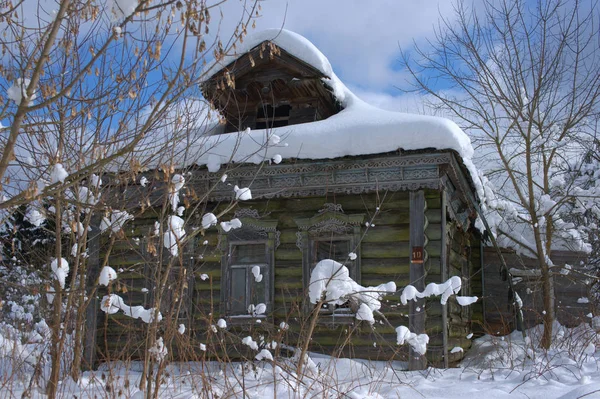 Oude Verlaten Huis Winter Geen Meester Rusland Moskou Regio — Stockfoto