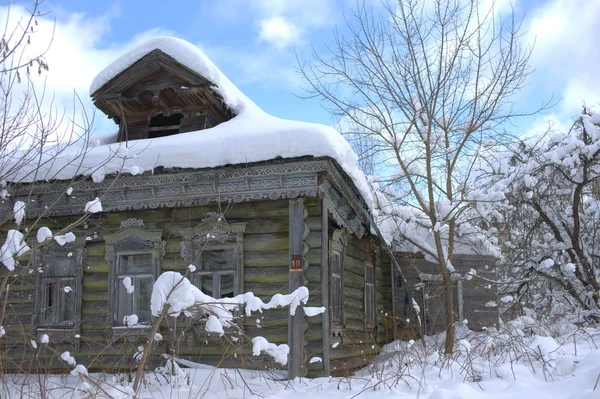 Oude Verlaten Huis Winter Geen Meester Rusland Moskou Regio — Stockfoto