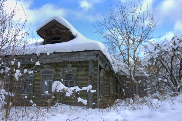 Old Abandoned House Winter Master Russia Moscow Region — Stock Photo, Image
