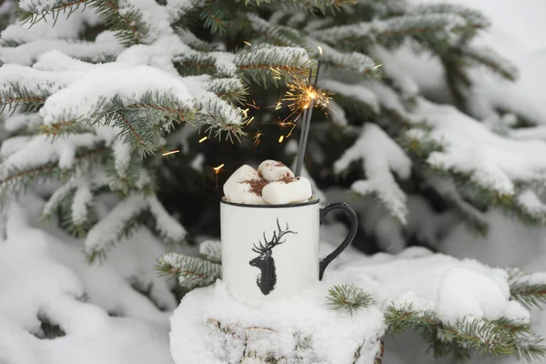 Пейте Зефиром Зимой Деревом — стоковое фото