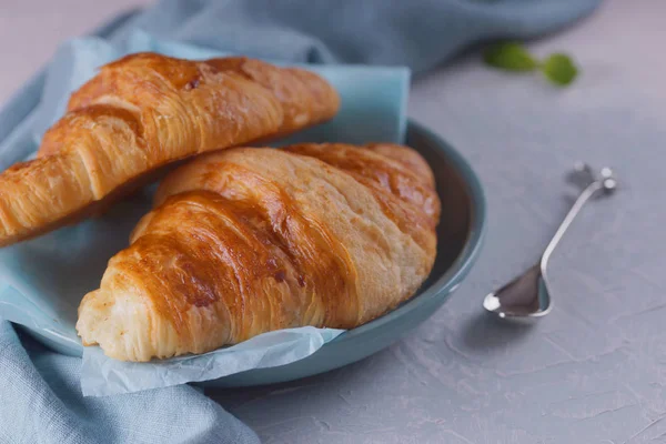 Breakfast Fresh Croissants — Stock Photo, Image