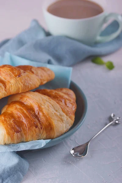 Breakfast Fresh Croissants — Stock Photo, Image