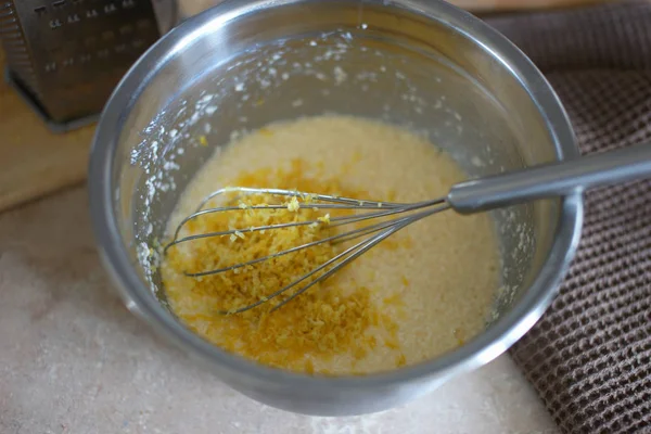 Cooking a cupcake at home in the kitchen