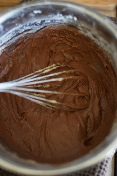 Cooking a cupcake at home in the kitchen