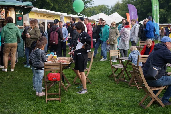 Rusia Moscú Agosto 2019 Festival Música Picnic Posters Parque Kolomenskoye — Foto de Stock