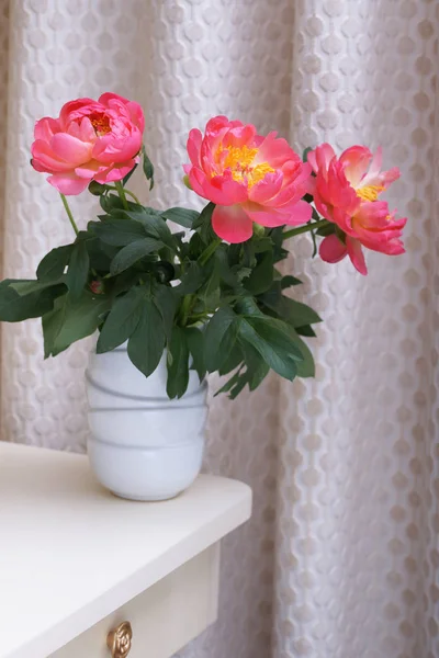 Bouquet Pink Peonies Vase — Stock Photo, Image