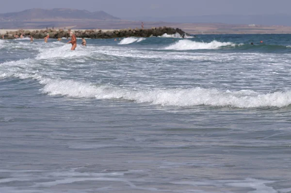 Plage Mer Avec Touristes — Photo