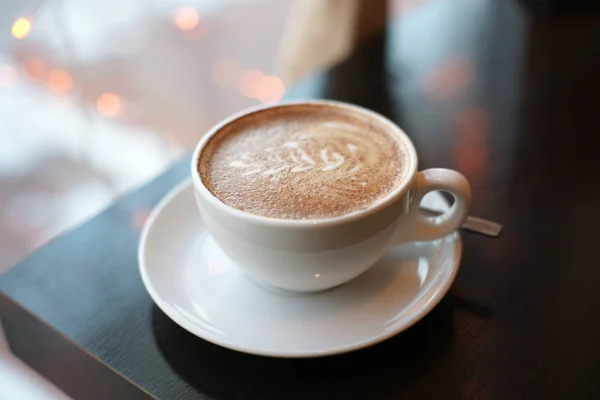 Heißer Kaffee Mit Milch Auf Dem Tisch Café — Stockfoto