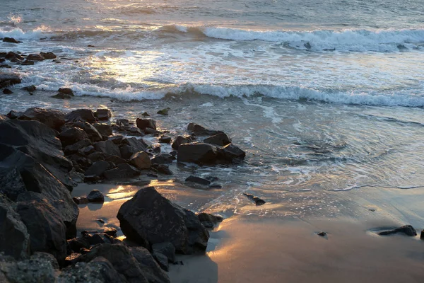 Belle Vue Sur Plage Coucher Soleil — Photo