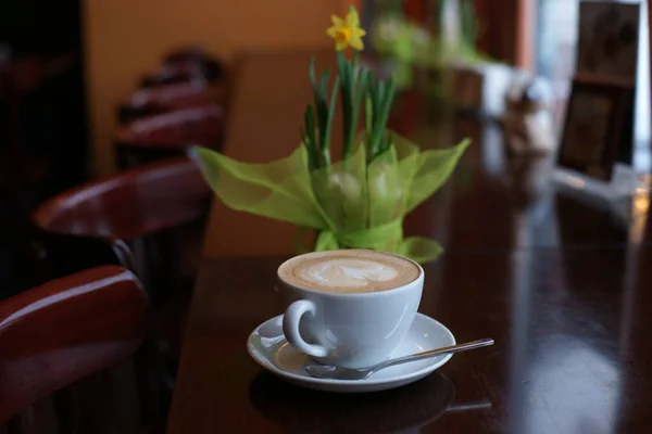 Hot Coffee Milk Table Cafe — Stock Photo, Image