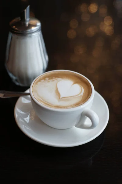 Taza Café Caliente Con Leche Mesa — Foto de Stock