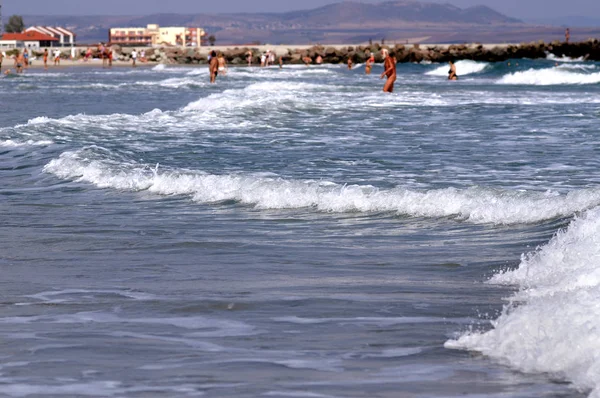 Plage Mer Avec Touristes — Photo