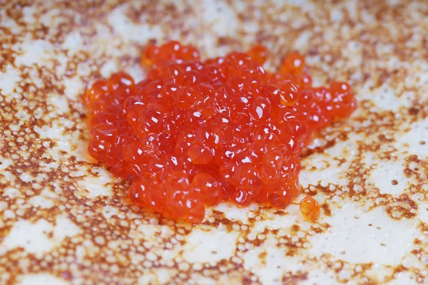 Pila Panqueques Caseros Caviar Rojo —  Fotos de Stock