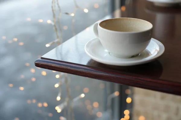 Hete Kop Koffie Met Melk Tafel — Stockfoto