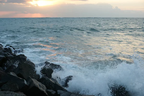 Bela Vista Para Praia Pôr Sol — Fotografia de Stock