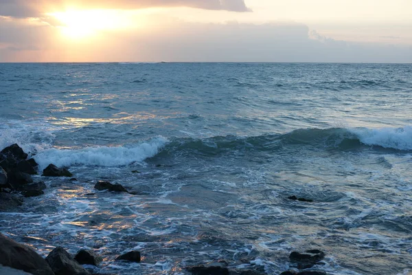 Bela Vista Para Praia Pôr Sol — Fotografia de Stock