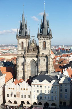 Prag şehrinin havadan görünümü