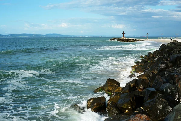 Bir Haç Ile Gündüz Deniz Manzarası — Stok fotoğraf